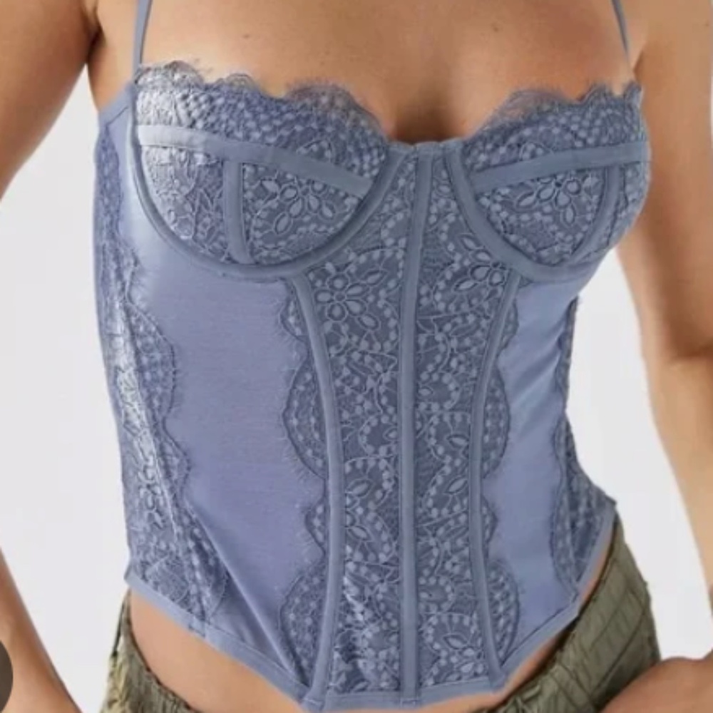 URBAN OUTFITTERS Out From Under Lace Bustier Corset Top Blue XL - NEW WITH TAGS